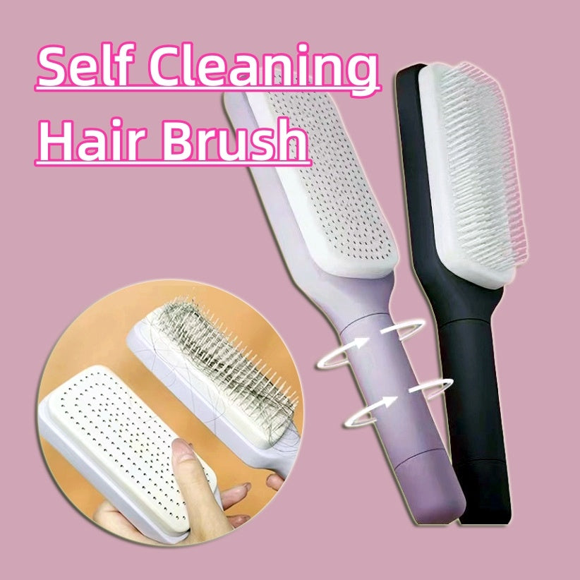 Self-Cleaning Hair Brush | Professional Anti-Static Scalp Massage Comb | Rotating & Liftable Detangling Brush