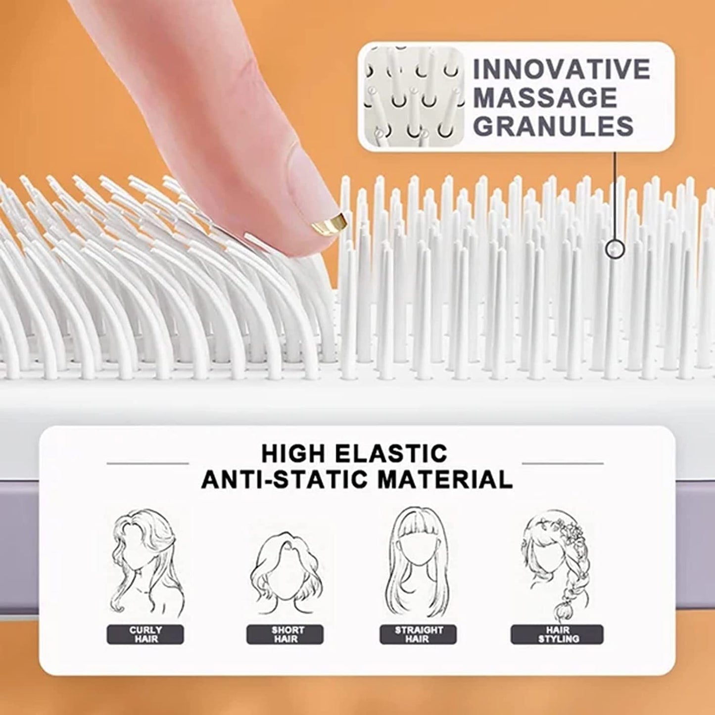 Self-Cleaning Hair Brush | Professional Anti-Static Scalp Massage Comb | Rotating & Liftable Detangling Brush